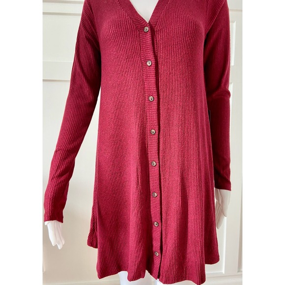 Lulus Ribbed Lightweight Sweater Ruby Red Dress XS* Stylish Cardigan WD39 - Picture 4 of 10